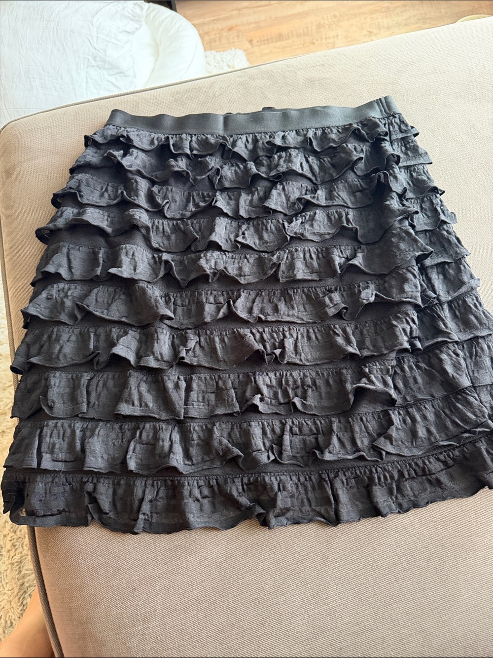 Max Studio Black Layered Ruffle Mini Skirt